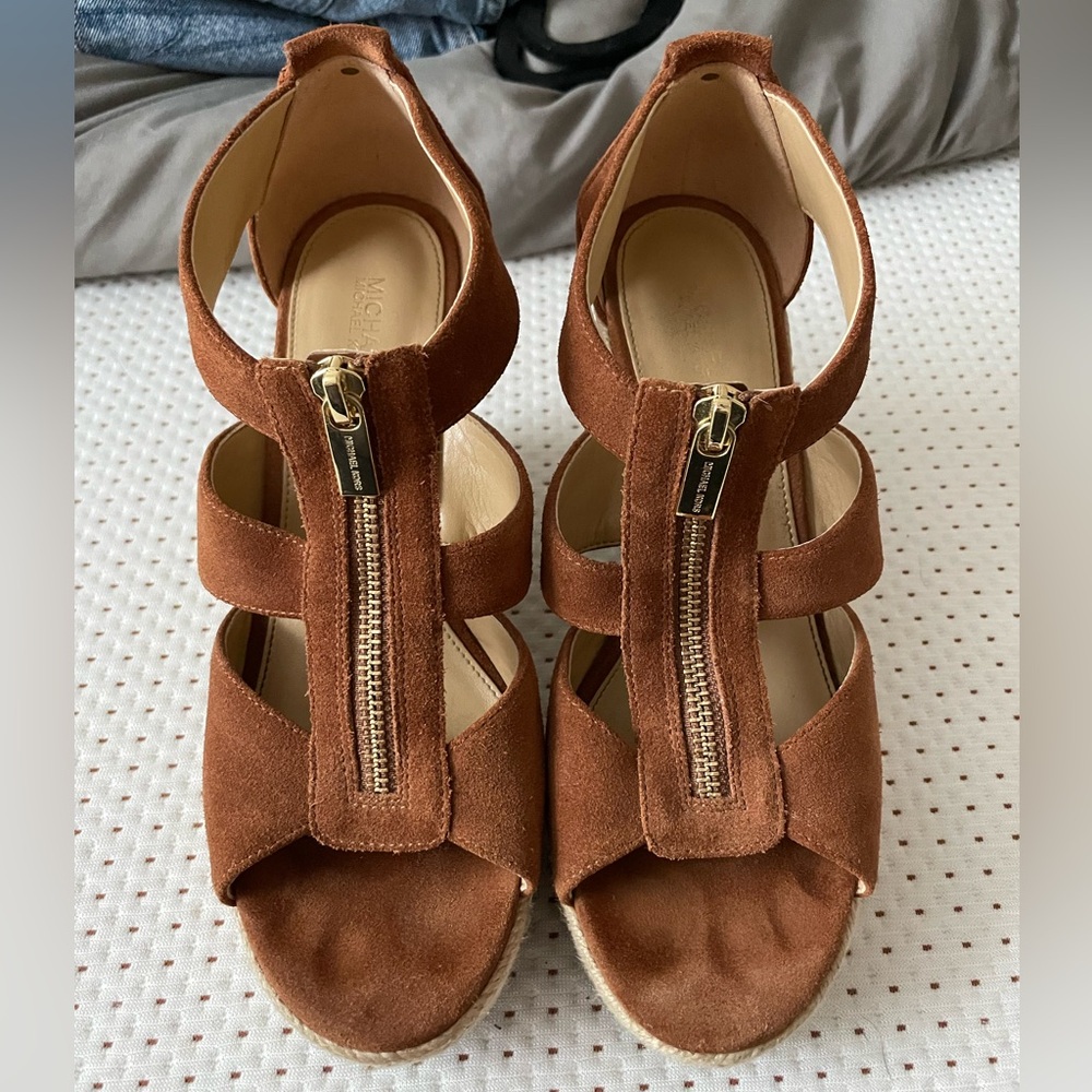 Michael Kors, brown sandal wedges, size 8